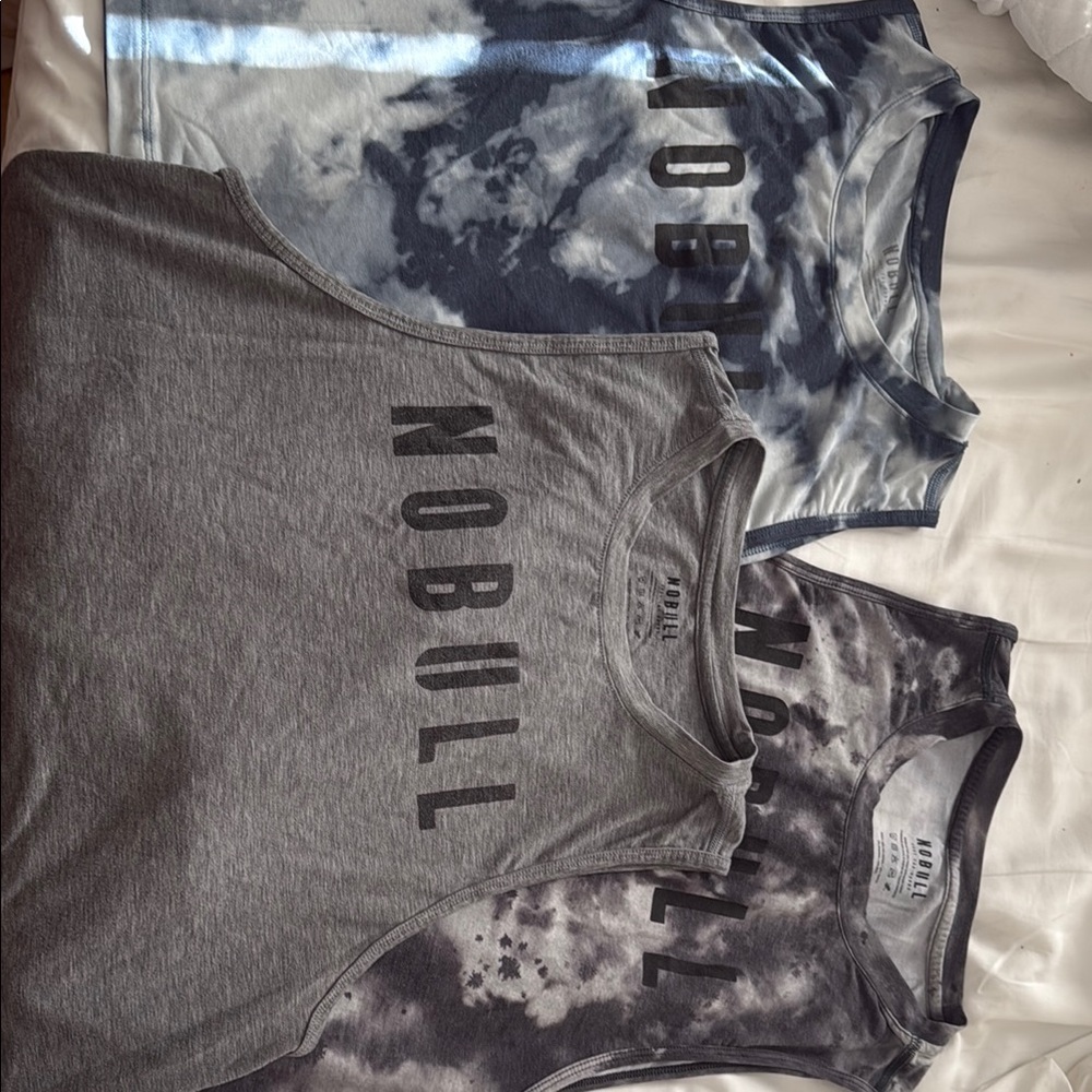 NOBULL Kids Tank Tops - Gray and Blue Tie-Dye